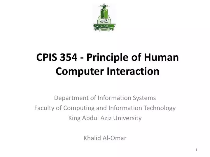 cpis 354 principle of human computer interaction