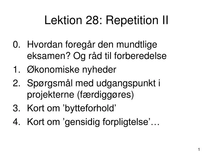 lektion 28 repetition ii