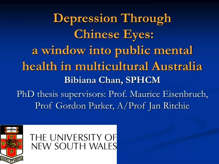 depression through chinese eyes a window into public mental health in multicultural australia