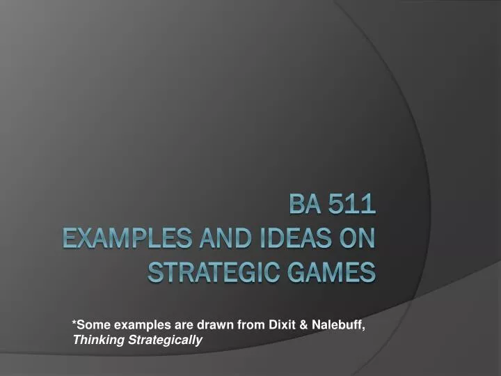 some examples are drawn from dixit nalebuff thinking strategically