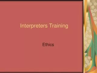 Interpreters Training