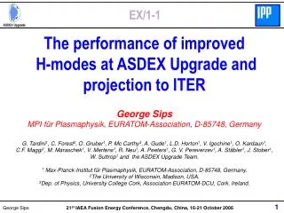 The performance of improved H-modes at ASDEX Upgrade and projection to ITER George Sips