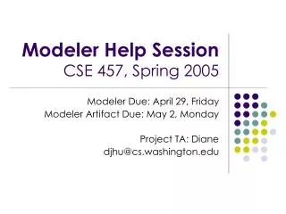 Modeler Help Session CSE 457, Spring 2005