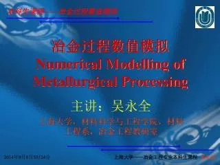 numerical modelling of metallurgical processing