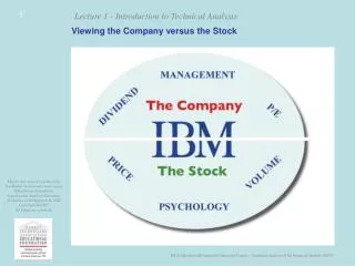 Viewing the Company versus the Stock
