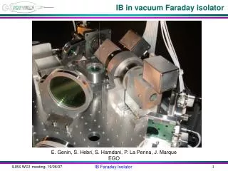 IB in vacuum Faraday isolator