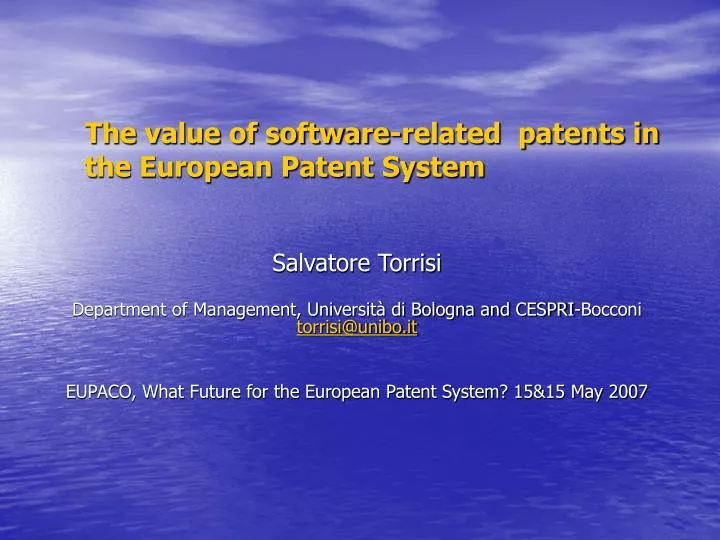 the value of software related patents in the european patent system