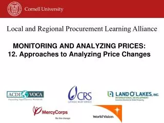 MONITORING AND ANALYZING PRICES: 12. Approaches to Analyzing Price Changes