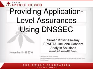 Providing Application-Level Assurances Using DNSSEC