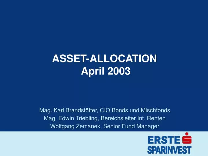 asset allocation april 2003