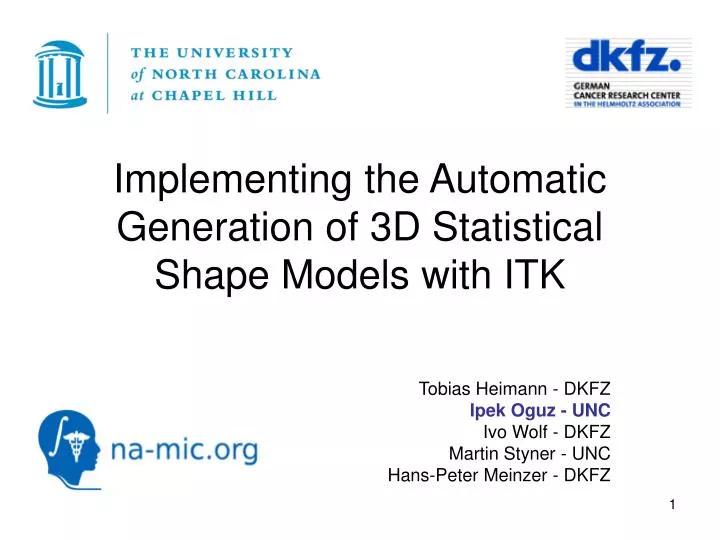 implementing the automatic generation of 3d statistical shape models with itk