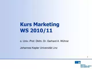 Kurs Marketing WS 2010/11