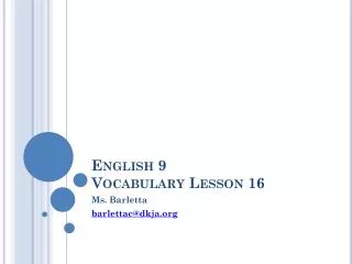 English 9 Vocabulary Lesson 16