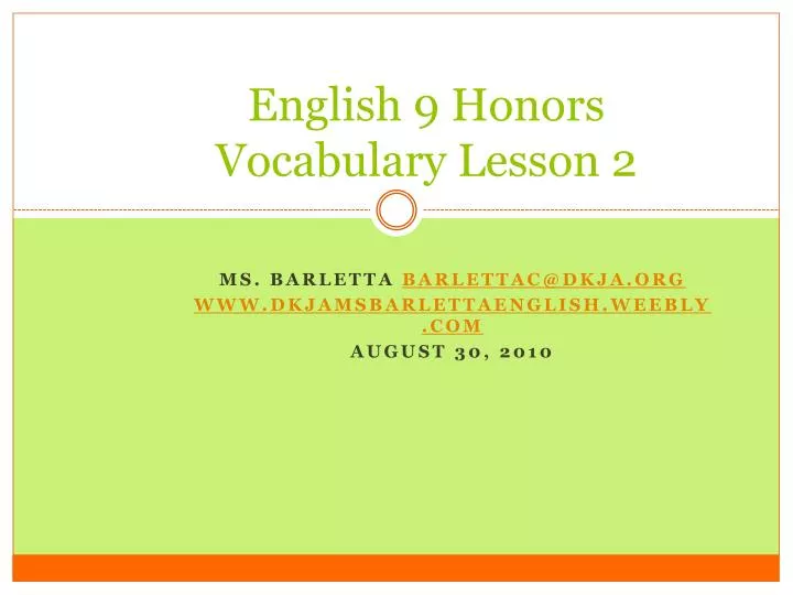 english 9 honors vocabulary lesson 2