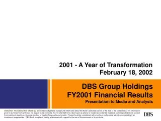 DBS Group Holdings FY2001 Financial Results Presentation to Media and Analysts