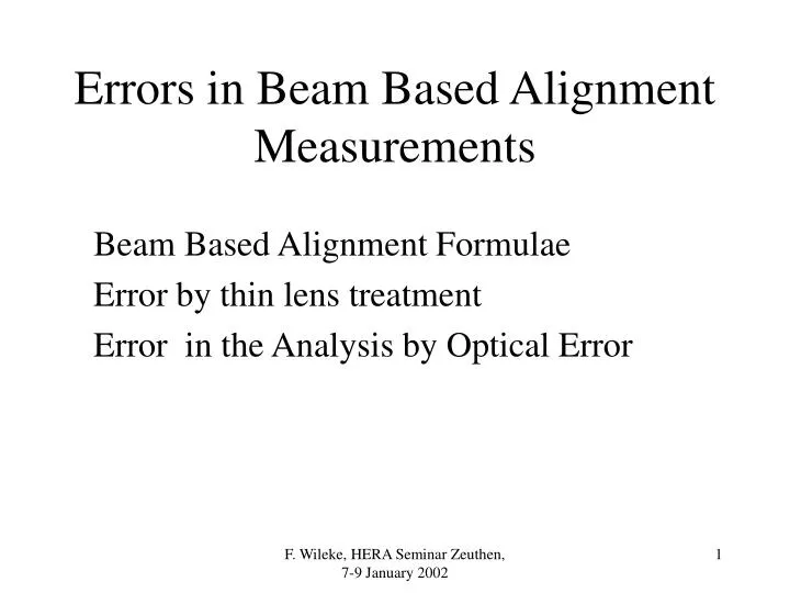 errors in beam based alignment measurements