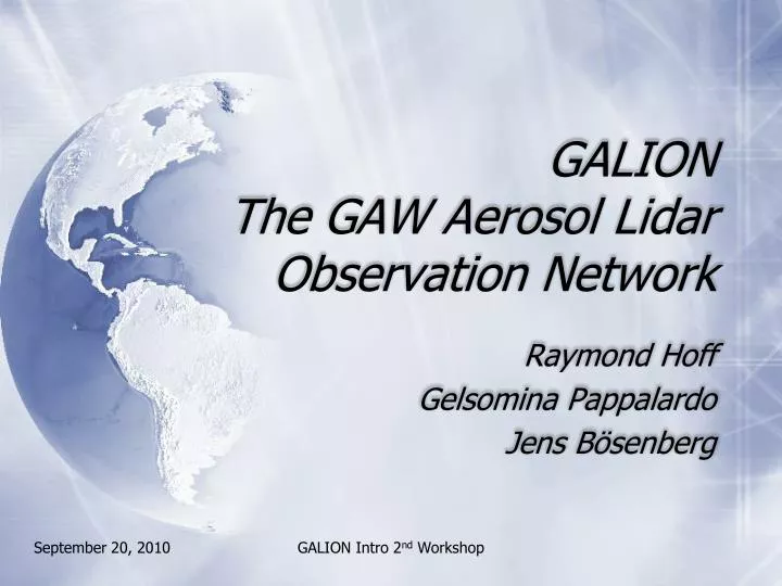 galion the gaw aerosol lidar observation network