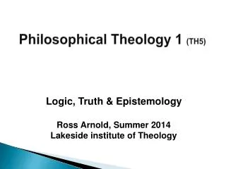 Philosophical Theology 1 (TH5)