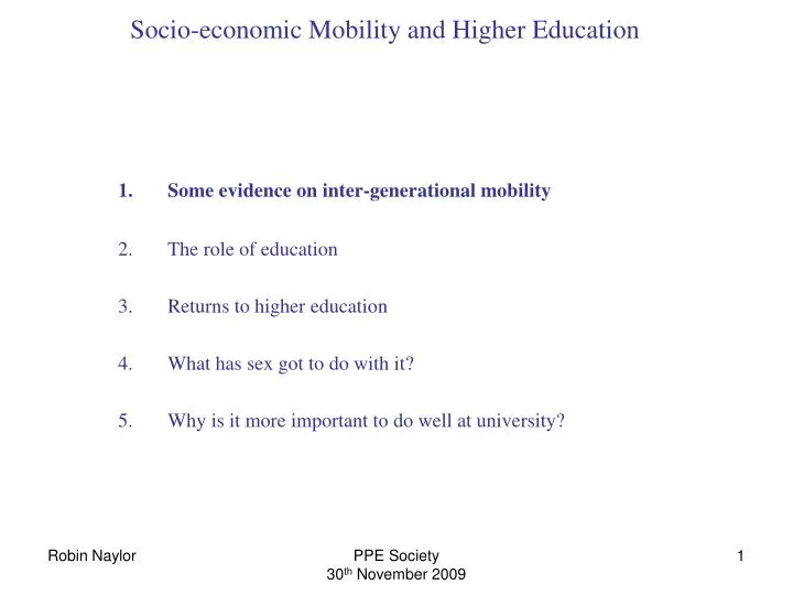 socio economic mobility and higher education