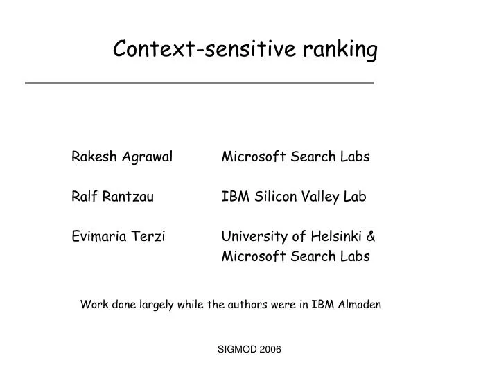 context sensitive ranking