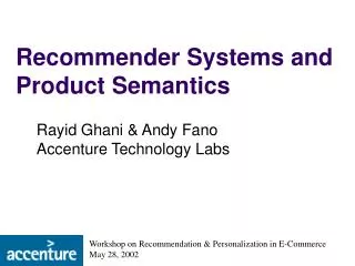 Recommender Systems and Product Semantics