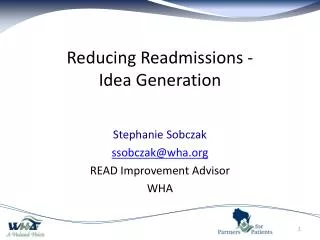 Reducing Readmissions - Idea Generation