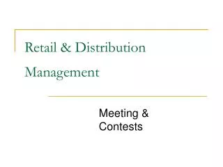 Retail &amp; Distribution Management