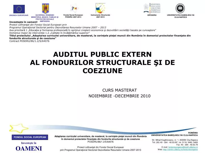 auditul public extern al fondurilor structurale i de coeziune