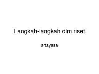 langkah langkah dlm riset