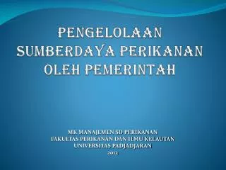 pengelolaan sumberdaya perikanan oleh pemerintah