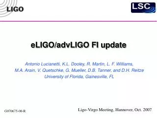 eLIGO/advLIGO FI update