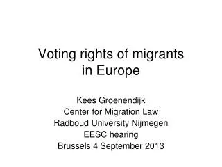 Voting rights of migrants in Europe
