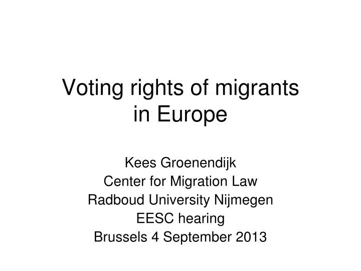 voting rights of migrants in europe