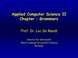 Applied Computer Science II Chapter : Grammars