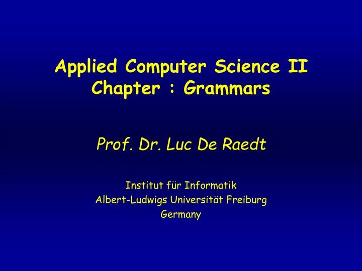 applied computer science ii chapter grammars