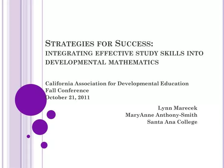 strategies for success integrating effective study skills into developmental mathematics