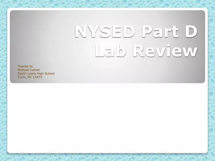 nysed part d lab review