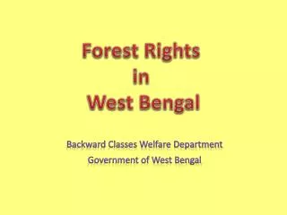 Forest Rights in West Bengal