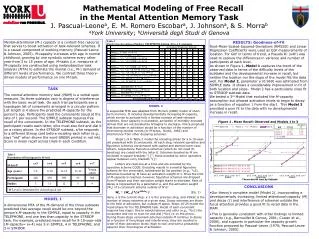 Mathematical Modeling of Free Recall in the Mental Attention Memory Task
