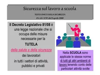 sicurezza sul lavoro a scuola testo unico sulla sicurezza d l gs n 81 del 9 aprile 2008