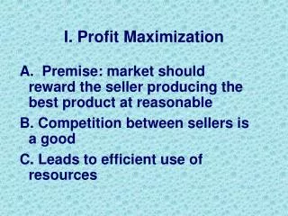 I. Profit Maximization