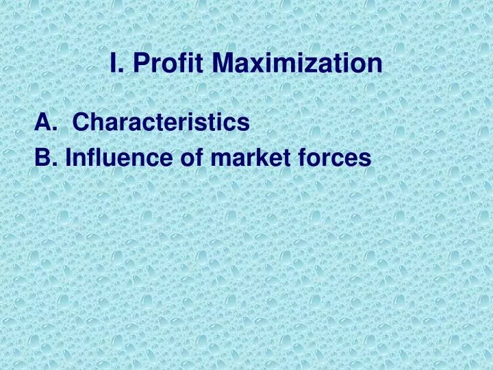 i profit maximization