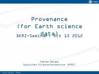 Provenance (for Earth science data)