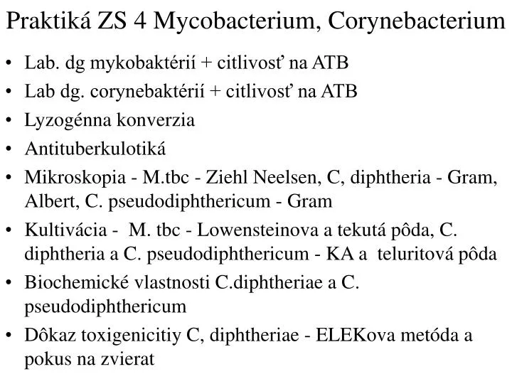 praktik zs 4 mycobacterium corynebacterium