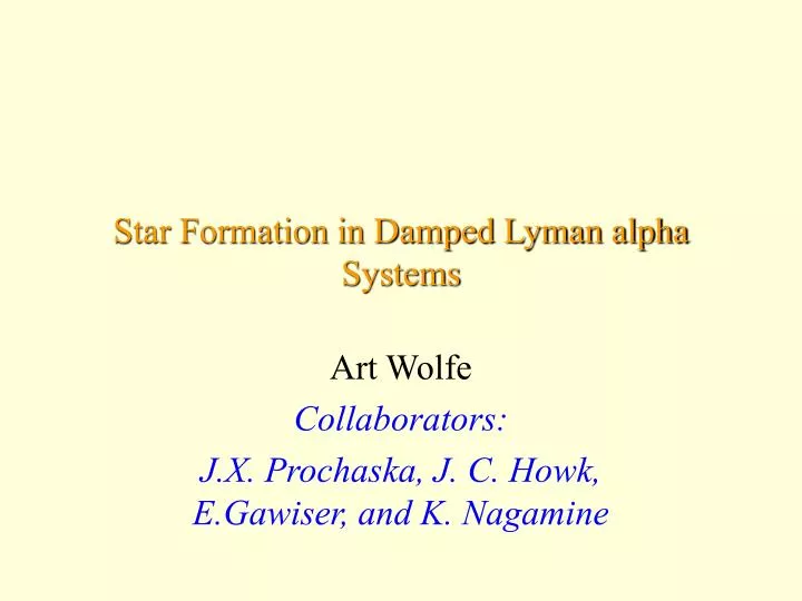 star formation in damped lyman alpha systems