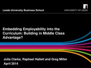 Embedding Employability into the Curriculum: Building in Middle Class Advantage?