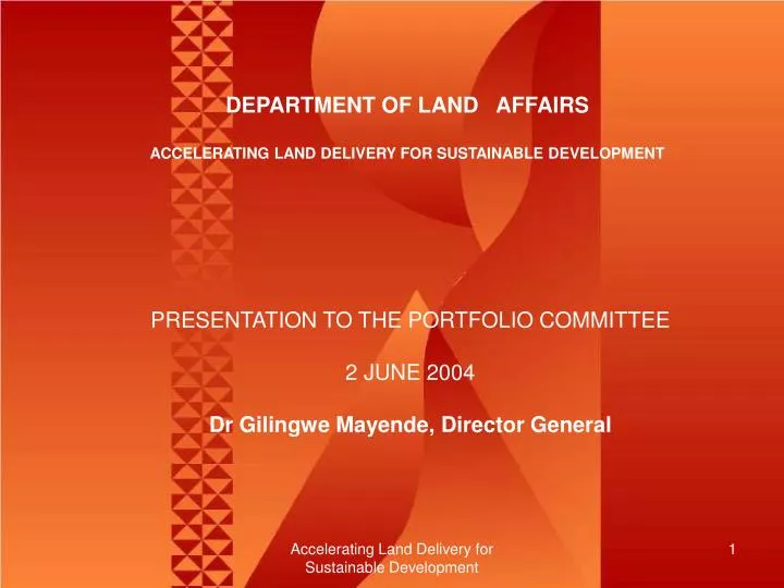 department of land affairs accelerating land delivery for sustainable development