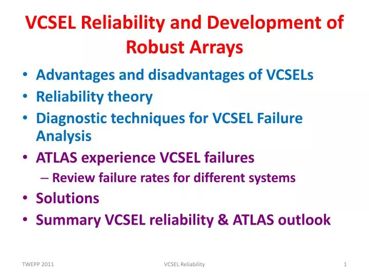 vcsel reliability and development of robust arrays
