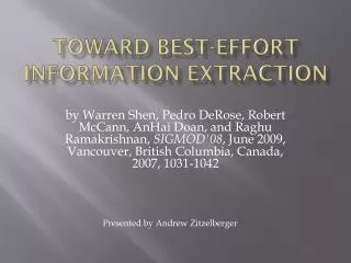 Toward Best-Effort Information Extraction