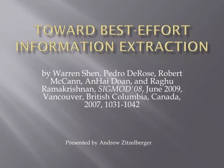 toward best effort information extraction